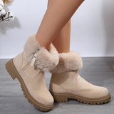 Warm Plush Boots Winter Fashion Side-Zipper Snow Boot For Women Outdoor Thickened Low-heelded Shoes - Livefree