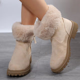 Warm Plush Boots Winter Fashion Side-Zipper Snow Boot For Women Outdoor Thickened Low-heelded Shoes - Livefree