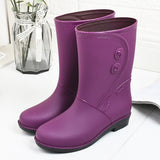 Fashion Velvet Padded Rain Boots Women Warm Knee-high Rain Boots - Livefree