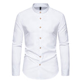 Men's Fashion Solid Color Party Shirt Metal Button Long Sleeve - Livefree
