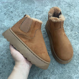 Winter Snow Boots Fashion Flat Thick-soled Cotton Shoes Round Toe Warm Plush Ankle Boot For Women - Livefree