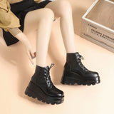 Small Height-increasing Martain Boots Women's High Heel British Style - Livefree