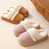 Fashion Warm Cotton Slippers For Women Leisure Thick Bottom Non-slip Plus-velvet House Shoes Winter Bedroom Floor Suede Slipper - Livefree