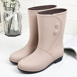 Fashion Velvet Padded Rain Boots Women Warm Knee-high Rain Boots - Livefree