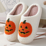 Halloween Pumpkin Cartoon Slippers Warm Winter Slippers Men And Women Couples Indoor House Shoes - Livefree