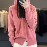 Hoodie Knitted Zipper Thickening Coat - Livefree