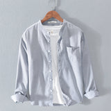 Fashion Stand-Up Collar Solid Color Simple Youth Long-Sleeved Cotton Shirt - Livefree