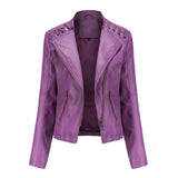 Slim Fit Thin Leather Coat Women's Motorcycle Clothing