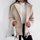 Belt Lapel Long-sleeved Woolen Coat - Livefree