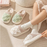 Plaid Plush Slippers Women's Indoor Plush Home Slippers Soft Sole Thick Non-Slip Warm House Shoes Couple Autumn And Winter - Livefree