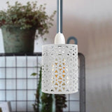 White Drum Metal Wire Cage Ceiling Pendant Lampshade~1999