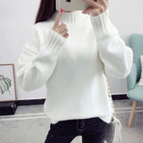 White Turtleneck Sweater Women's Pullover - Livefree