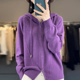 Hoodie Knitted Zipper Thickening Coat - Livefree