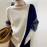 Women's Loose High Neck Contrasting Sweater - Livefree