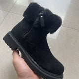 Warm Plush Boots Winter Fashion Side-Zipper Snow Boot For Women Outdoor Thickened Low-heelded Shoes - Livefree