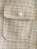 Women Plaid Pattern Thick Coats Jacket Pearl Buttons Long Sleeves Pocket Ladies Elegant Autumn Winter Coat - Livefree
