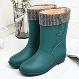 Fashion Velvet Padded Rain Boots Women Warm Knee-high Rain Boots - Livefree