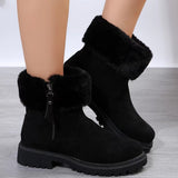 Warm Plush Boots Winter Fashion Side-Zipper Snow Boot For Women Outdoor Thickened Low-heelded Shoes - Livefree