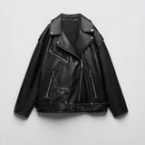 Women's Faux Leather Retro Biker's Leather Coat - Livefree
