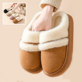 Fashion Warm Cotton Slippers For Women Leisure Thick Bottom Non-slip Plus-velvet House Shoes Winter Bedroom Floor Suede Slipper - Livefree
