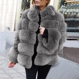 Faux fur stitching women's jacket - Livefree