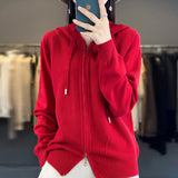 Hoodie Knitted Zipper Thickening Coat - Livefree