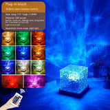 LED Water Ripple Ambient Night Light USB Rotating Projection Crystal Table Lamp RGB Dimmable Home Decoration 16 Color Gifts - Livefree