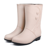 Fashion Velvet Padded Rain Boots Women Warm Knee-high Rain Boots - Livefree