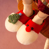Winter Plush Slippers Christmas Cute Santa Claus And Christmas Tree Slipper Warm Anti-Slip House Shoes For Women - Livefree