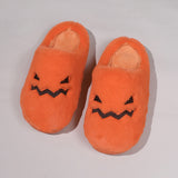 Cute Halloween Pumpkin Slippers Winter Warm Plush Bedroom Floor Home Slippers Casual Slip On Comfortable Cozy Indoor House Shoes - Livefree