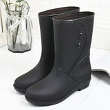 Fashion Velvet Padded Rain Boots Women Warm Knee-high Rain Boots - Livefree