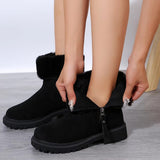 Warm Plush Boots Winter Fashion Side-Zipper Snow Boot For Women Outdoor Thickened Low-heelded Shoes - Livefree