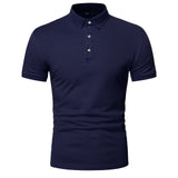 Men's Polo Shirt Lapel Short Sleeve Solid Color Top - Livefree
