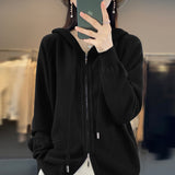 Hoodie Knitted Zipper Thickening Coat - Livefree