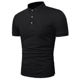 Men's Polo Shirt Lapel Short Sleeve Solid Color Top - Livefree