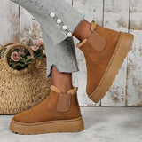 Winter Snow Boots Fashion Flat Thick-soled Cotton Shoes Round Toe Warm Plush Ankle Boot For Women - Livefree