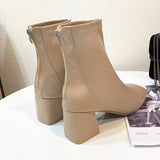 European And American Style Square Head Back Zip Short Boots Women's - Livefree