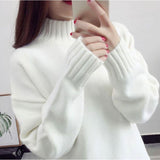 White Turtleneck Sweater Women's Pullover - Livefree