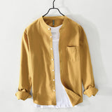 Fashion Stand-Up Collar Solid Color Simple Youth Long-Sleeved Cotton Shirt - Livefree