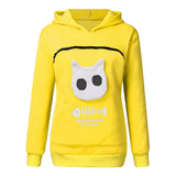 Women Hoodie Sweatshirt With Cat Pet Pocket Design Long Sleeve Sweater Cat Outfit