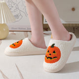 Halloween Pumpkin Cartoon Slippers Warm Winter Slippers Men And Women Couples Indoor House Shoes - Livefree