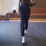 Casual High Waist Straight Suit Pants - Livefree