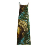 European and American New Fashion Sexy Open Back Printed Silk Mesh Dress Womens Dress - Livefree