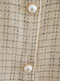 Women Plaid Pattern Thick Coats Jacket Pearl Buttons Long Sleeves Pocket Ladies Elegant Autumn Winter Coat - Livefree