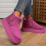 Winter Snow Boots Fashion Flat Thick-soled Cotton Shoes Round Toe Warm Plush Ankle Boot For Women - Livefree