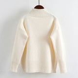 White Turtleneck Sweater Women's Pullover - Livefree