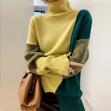 Women's Loose High Neck Contrasting Sweater - Livefree