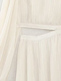 New European and American Style French Open Waist Flared Sleeve Pleated Long Dress - Livefree