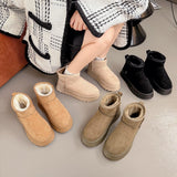 Winter Fleece-lined Thick Suede All-match Northeast Short Cotton Shoes - Livefree