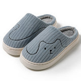 Striped Cat Slippers Indoor Couple Non-slip Floor Bedroom Slipper Winter Warm Plush House Shoes Women Men - Livefree